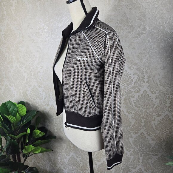 iets frans...Size XS Brown Houndstooth Zip Front Jacket Adj Collar Zip Pockets - Picture 7 of 16